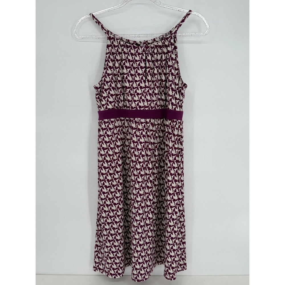 Loft Womens Knee Length Dress Purple Geometric Spaghetti Straps Sundress Sz S
